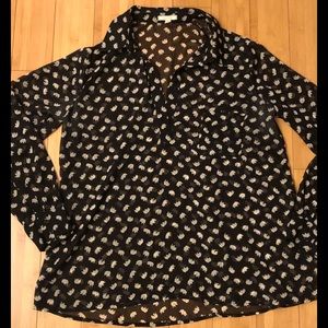 Navy blue sheer long sleeve